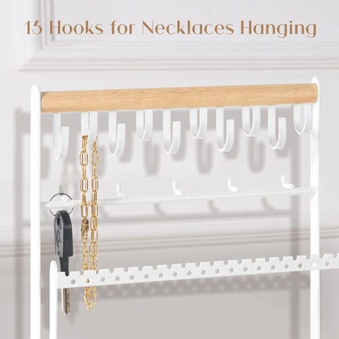 ProCase 6 Tier Jewelry Organizer Stand, Necklace Holder with 15 Hooks, Jewelry Tower Display Rack for Earrings, Rings -
