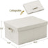 HOONEX Foldable Storage Bins with Lids, 2 Pack, Beige Storage Boxes for Shoes, Books, Clothes, Linens