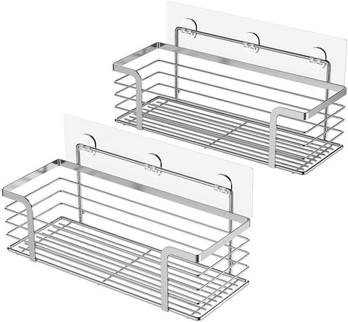 Shower Caddy Adhesive Replacement Strips - Transparent Adhesive for Bathroom Organizers, No Drilling, 2 Pack