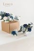 Ling's Moment 50Pcs Artificial Flowers, Dusty Blue & Navy Roses with Stems for Wedding Bouquets & Decor
