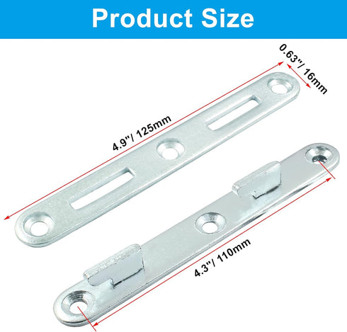 4 Sets 5" Bed Rail Fasteners, Wood Bed Rail Fittings Furniture Bed Frame Hardware