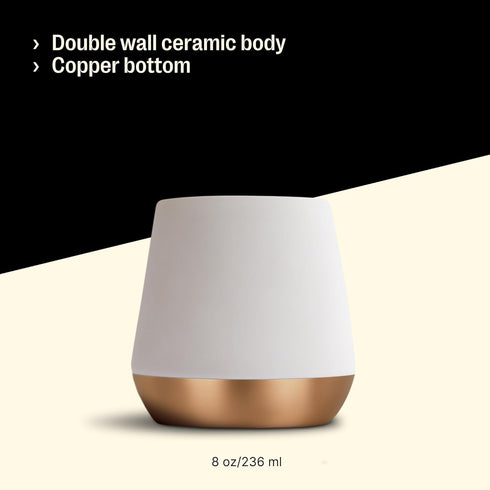 Fellow Joey Double Wall Ceramic Coffee Mug - Refined Matte White, Single 8 oz Cup