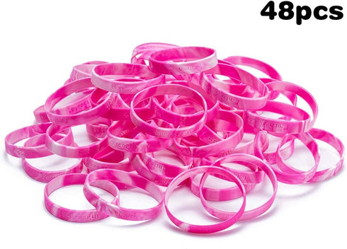48pcs Breast Cancer Awareness Bracelets Pink Ribbon Camo silicone Win For Pink Party Supplies Favors