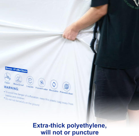 Mattress Bags for Moving and Storage, 6 Mil Waterproof Zippered Full Size Bag, Heavy-Duty Mattress Moving Supplies.