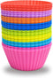 24 Pack Silicone Baking Cups - Reusable Muffin Liners, Non-Stick Cup Cake Molds Set in Standard Size, 8 Rainbow Colors
