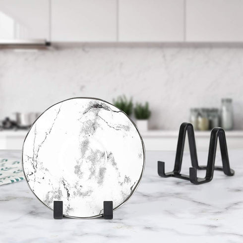 Plate Stands for Display, 3 Inch Plastic Easel Stand for Pictures, Decorative Plates, and Tabletop Art (Black)