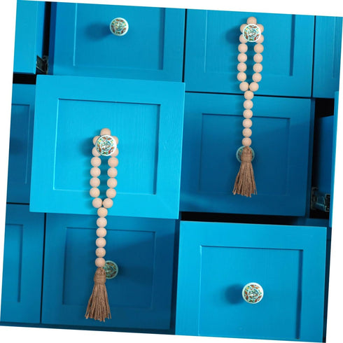Garneck Wood Bead Garland, Rustic Country Decor Prayer Beads for Home Door Knob Christmas Decoration