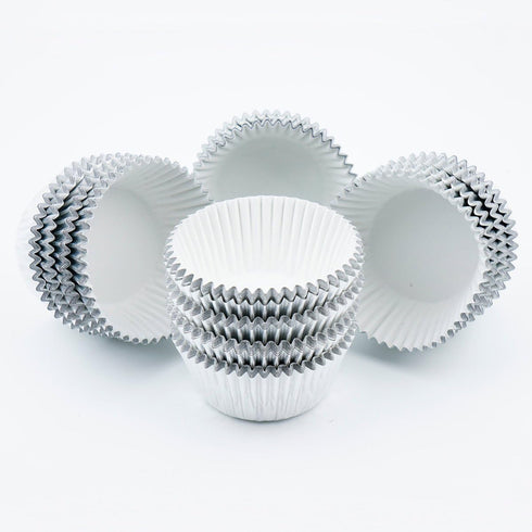 Gifbera Mini Foil Baking Cups, 300-Count Silver Cupcake Liners in Mini Size