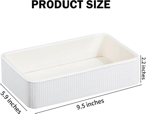 PU Leather Valet Tray Organizer, Small Nightstand Organizer Bedside Desktop Storage for Womens and Men, Perfume Trinket
