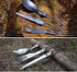 Folding Spoon Fork Knife Set Portable 3 in 1 Folding Dinner Flatware Utensils Stainless Steel Perfect for Camping Picnic Travel Hiking Backpacking by Boolavard