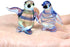 2 Penguins Tiny Figurines - Hand Blown Color Glass Art Animals Collectible Gift Home D cor (Blue Green)