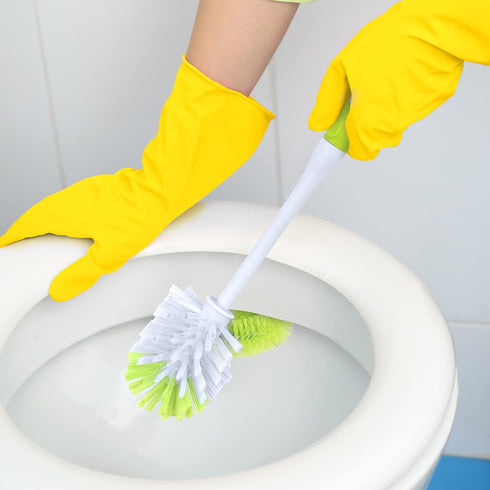 Pine-Sol Toilet Bowl Cleaner Brush with Holder, Heavy Duty Wand, Non-Slip Handle, Bathroom Supplies, Yellow