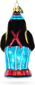 Fluffy Monkey Drumming Blown Glass Christmas Ornament