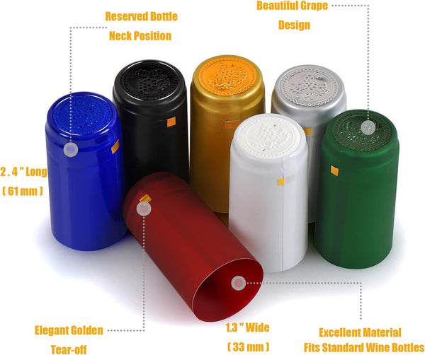 120 count, 3 PVC heat shrink capsules - colors wine shrink wrap seal bottle corks capsule for professional, cellars