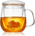 DOPUDO Glass Tea Cup with Infuser and Lid, 17.6oz/520ml Large Borosilicate Teacup,Tea