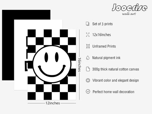 Joocrise Set 3 12x16 Inch Boys Room Wall Art Decor of Toddler Nursery Canvas Wall Art Baby Kids Wall Decor Black