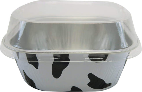 KitchenDance 4 Inch Baking Pan with Snap-On Lid, 8 oz. Square Colored Aluminum Pan, Oven, Freezer, Microwave Safe, A6