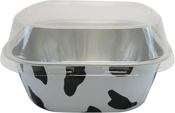 KitchenDance 4 Inch Baking Pan with Snap-On Lid, 8 oz. Square Colored Aluminum Pan, Oven, Freezer, Microwave Safe, A6