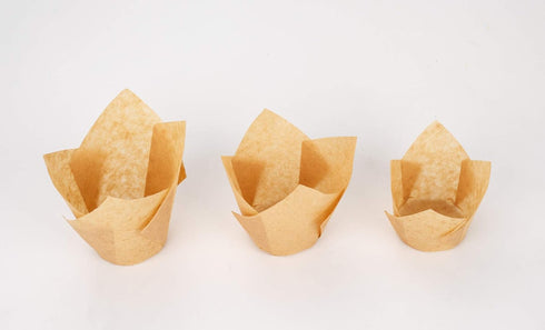 GOLDEN APPLE 200 Pcs Tulip Cupcake Liner Baking Cups for Weddings, Birthdays, Baby Showers (Medium, Natural)