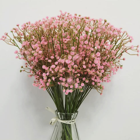 Bringsine Baby Breath Gypsophila Deco, Pink Colour Artificial Flowers, 40 Pieces/lot