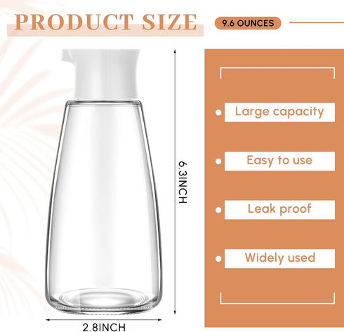 1 9.6 oz Pcs Cruet Dispenser for Olive Oil Vinegar Soy Sauce Dispenser Bottle Glass Soy Sauce Container Oil Bottle