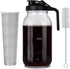 Glass Cold Brew Coffee Maker, 64 oz Mason Jar Iced Coffee Pitcher, Durable Glass, Stainless Steel Filter