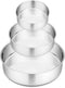 P&P CHEF Cake Pan Set of 3, 4" + 6" + 8" Round Baking Layer Pans, Stainless Steel Bakeware for Birthday
