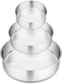 P&P CHEF Cake Pan Set of 3, 4" + 6" + 8" Round Baking Layer Pans, Stainless Steel Bakeware for Birthday