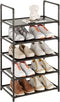 Vockot 5 Tier Stackable Small Shoe Rack,Narrow Sturdy Shoe Shelf Organizer, Non-Woven Fabric