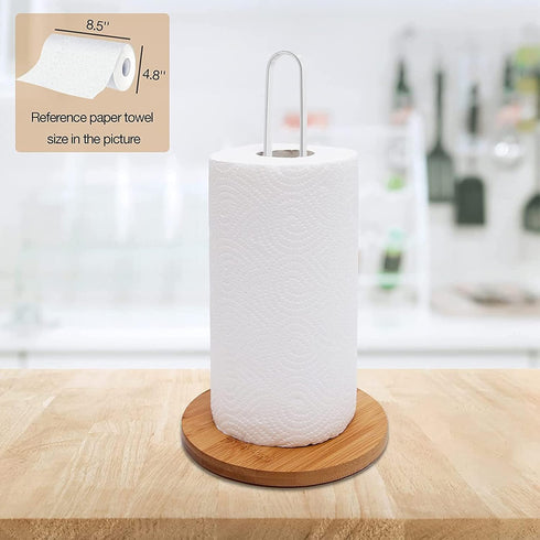 Wood Paper Towel Holder, Free-Standing Kitchen Towel Holder with Non-Slip Wooden Base for Countertop