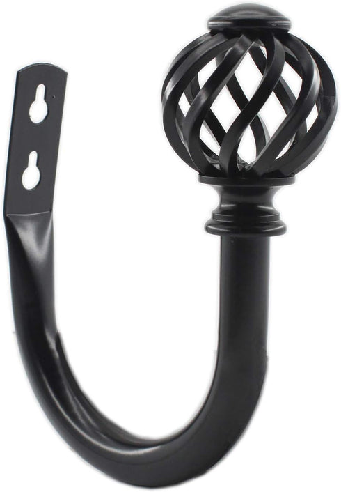2 Pack Curtain Holdbacks, ULIFESTAR U Shaped Wall Mounted Tieback Hooks for Home Decor (Black)