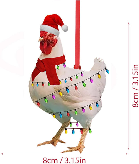 Lawteng 1PC (01) Christmas Chicken Ornament Funny Scarf Chicken Holiday Decoration Chicken Ornaments for Christmas Tree