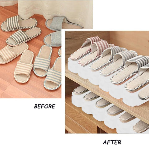 Soerreo (20 Set,White) Shoe Slot Storage Box Adjustable Shoe Rack Save Space Suitable for High Low Heels, Sneakers