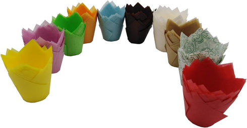 200 PCS Tulip Cupcake Liner Baking Cups, Colorful Paper Muffin Cups for Baby Showers, Weddings, Birthdays