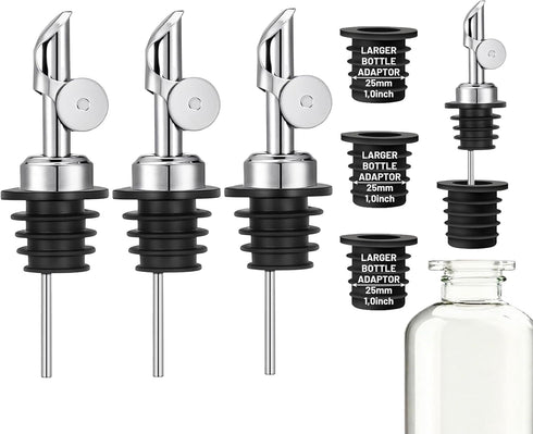 KIBARTOL 3 Pack Olive Oil Pour Spout with Adapters, Oils Pourer for Olive
