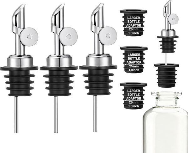 KIBARTOL 3 Pack Olive Oil Pour Spout with Adapters, Oils Pourer for Olive