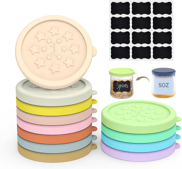 Sophico Oui Yogurt Jar Lids Silicone, 12 Pack Leak Proof Covers Fit
