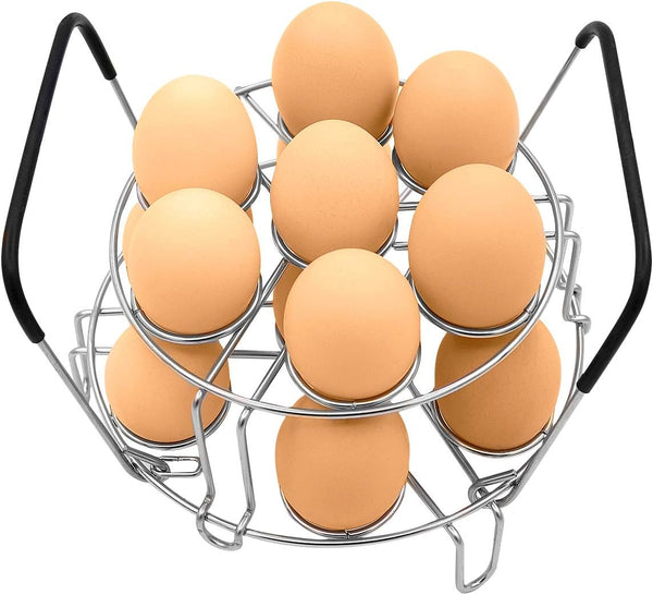 Stackable Egg Steamer Rack, BiaoGan Egg Cooking Rack with Heat Resistant Silicone Handles for Instant Pot