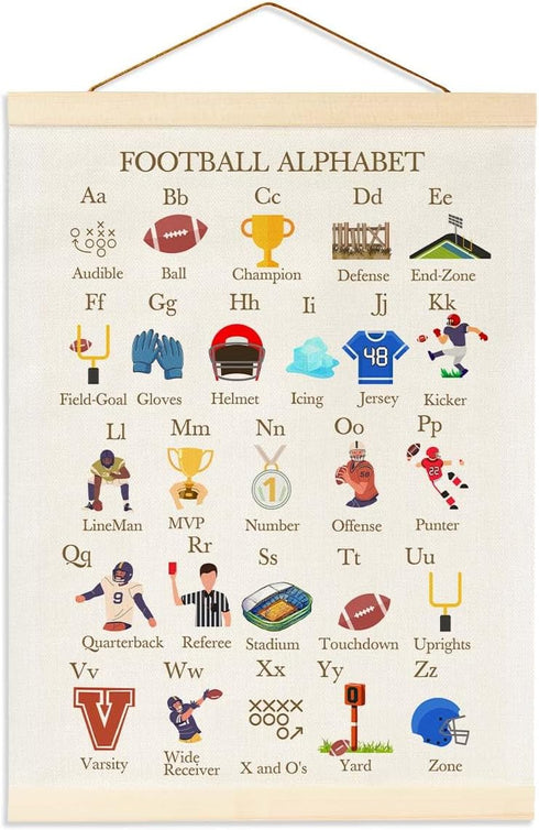 BirtDerr Football Alphabet Nursery Decor, Football Wall Art Print for Boys Bedroom, Nursery