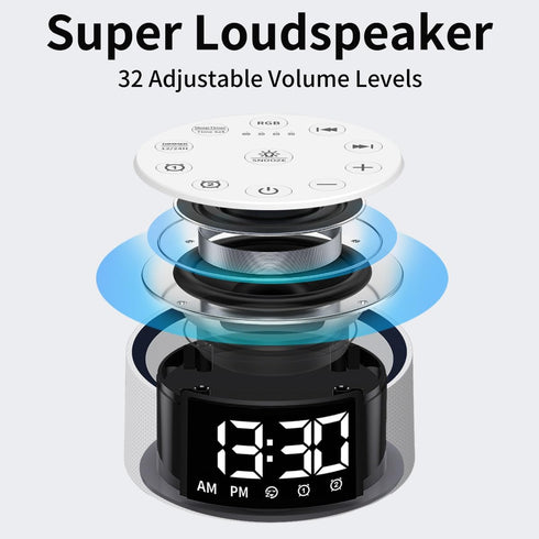 Little Dog 30 2 32-Level 15 Alarm Clock Sound Machine White Brown Noise Machine with Sleeping Sounds for Baby Kids