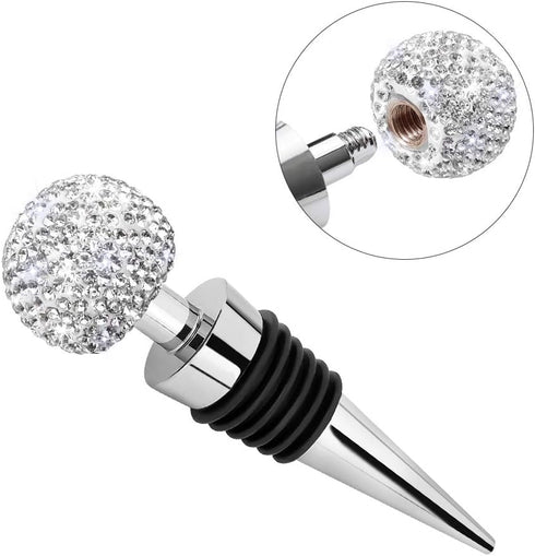 Soleebee Bling Decorative Wine Stoppers, Crystal Rhinestone Bottle Stoppers for Gifts and Parties