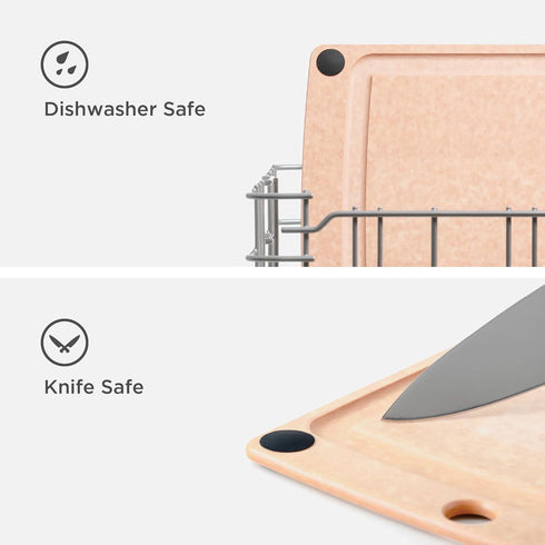 Epicurean All-In-One Cutting Board - 10" × 7" with Non-Slip Feet and Juice Groove, Natural/Black