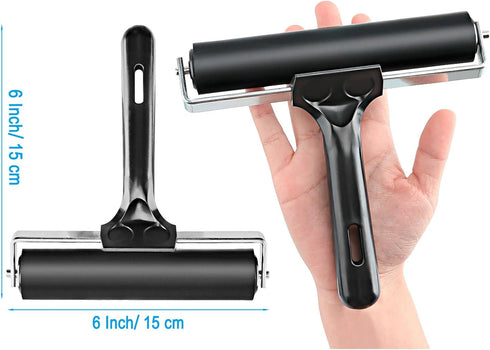 Yorwe Rubber Roller, Brayer for Anti Skid Tape, Print, Ink and Stamping Tools (2.5 & 4 & 6-Inch, Black)