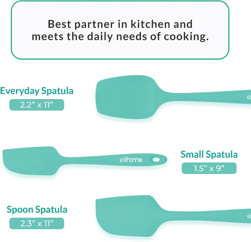 Chef Series 3 Piece Silicone Spatula Set - 600°F Heat Resistant Kitchen Scrapers for Cooking, Green