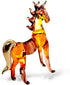 Tiny 2½" Long Brown Gold Standing Horse Figurine, Miniature Hand Blown Painted Glass