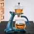 Mozeo Set Heat-resistant Kungfu Glass Tea with Heater Attract Water Diversion Rotating Cover Bowl Lazy Semi-Automatic