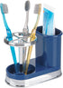 mDesign Decorative Bathroom Dental Storage Organizer for Electric Spin Toothbrush/Toothpaste - Navy Blue/Chrome