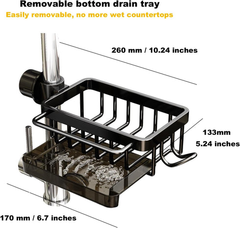 Sink Organizer Rack for Kitchen and Bathroom, 2024 New Stainless Steel Detachable Hanging Faucet Drain Rack with Drip