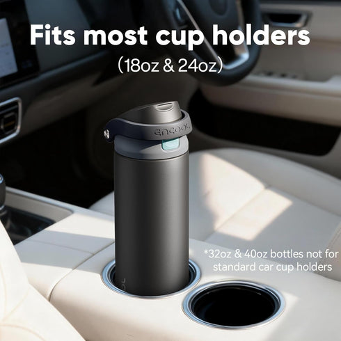 Commute 40 oz, ENCOOL Leakproof Insulated Water Bottle with Straw Dual-Sip Water Bottle Bag-Safe Design for Work, & Gym