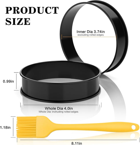 8PCS Crumpet Rings, Nonstick English Muffin Rings 4 Inch, Stainless Steel Double Rolled Tart Rings for Baking, Round Metal Pastry Baking Rings for English Muffin & Crumpets with Silicone Brush